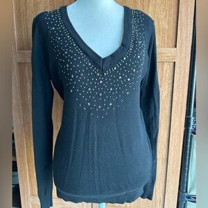 Black & Silver Rhinestone Studded Sweater